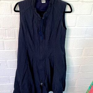 Crea Concept Minimalist Cotton Black Gray Checkered Full Zipper Dress size S